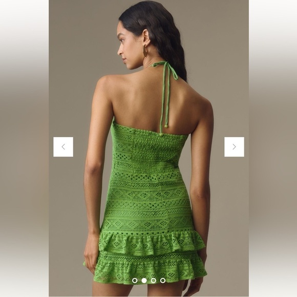 Farm Rio Halter Floral Ruffle NWT Crochet Mini Dress, Size XL - Picture 4 of 16